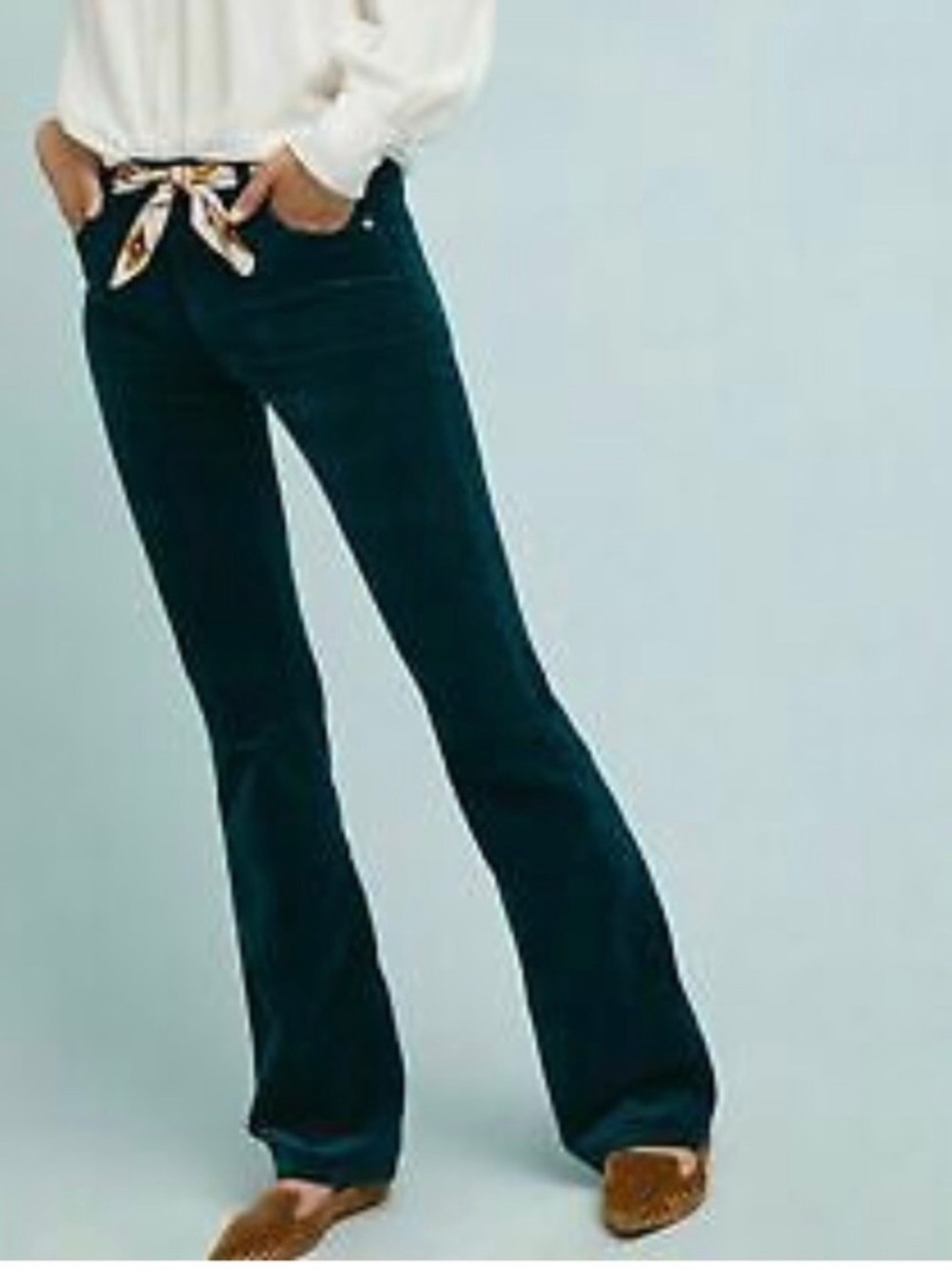 Pilcro Anthro Deep Teal Green Bootcut Corduroy HighRise Bootcut Jeans Size 27